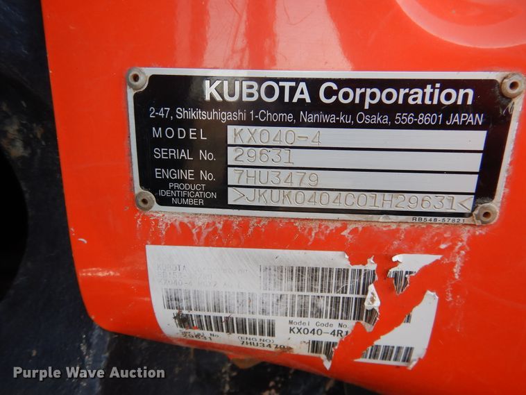 image for item DI3537 2019 Kubota KX040-4  mini excavator
