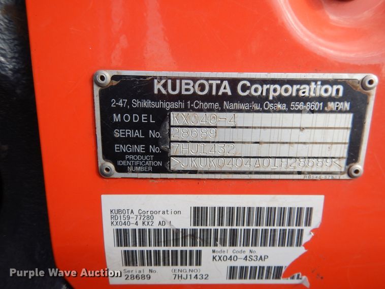 image for item DI3538 2019 Kubota KX040-4  mini excavator