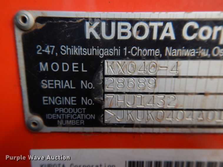 image for item DI3538 2019 Kubota KX040-4  mini excavator