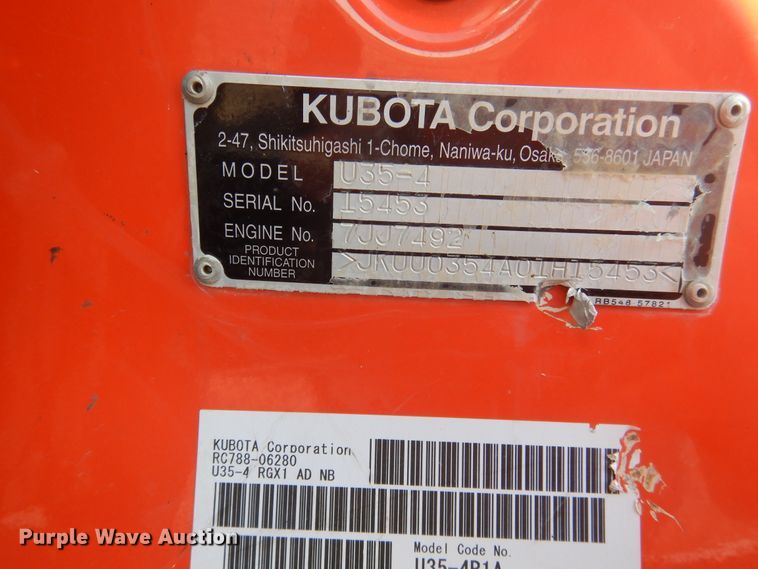 image for item DI3540 2019 Kubota U35-4  mini excavator