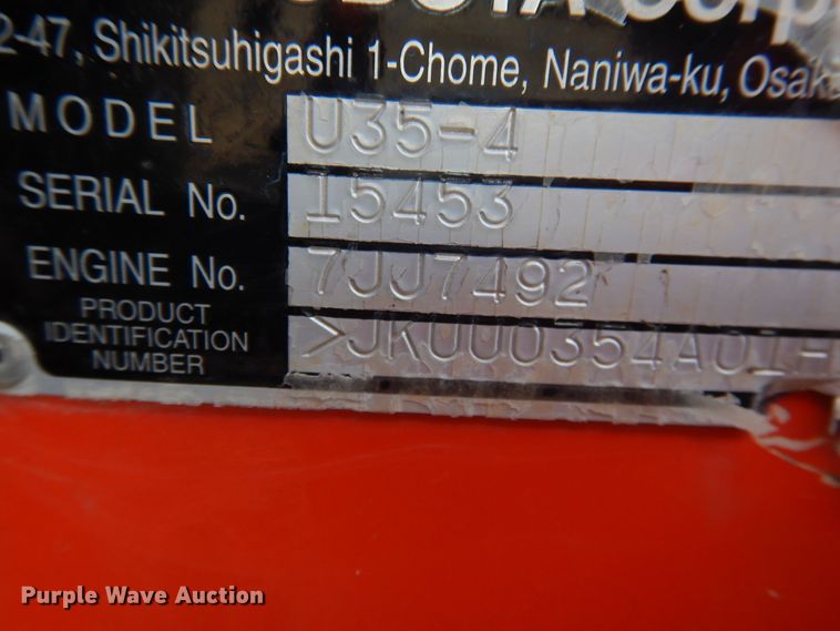 image for item DI3540 2019 Kubota U35-4  mini excavator