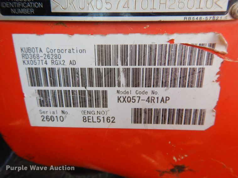 image for item DI3541 2017 Kubota KX057-4R1AP  mini excavator