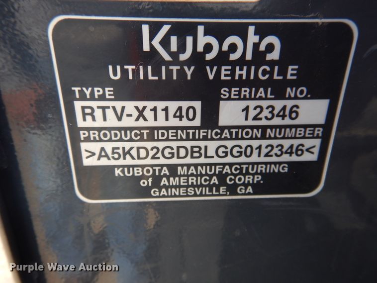 image for item DI3545 2016 Kubota RTV-X1140  utility vehicle