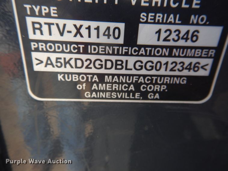image for item DI3545 2016 Kubota RTV-X1140  utility vehicle