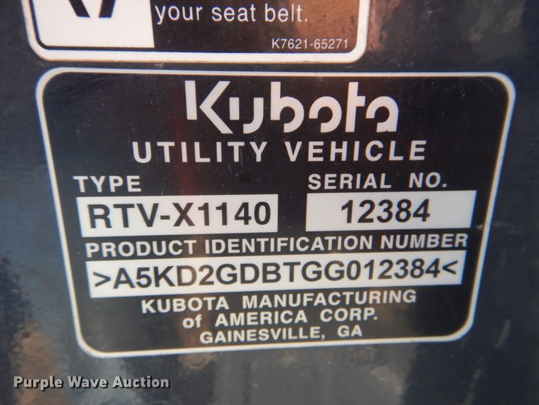 image for item DI3546 2016 Kubota RTV-X1140  utility vehicle
