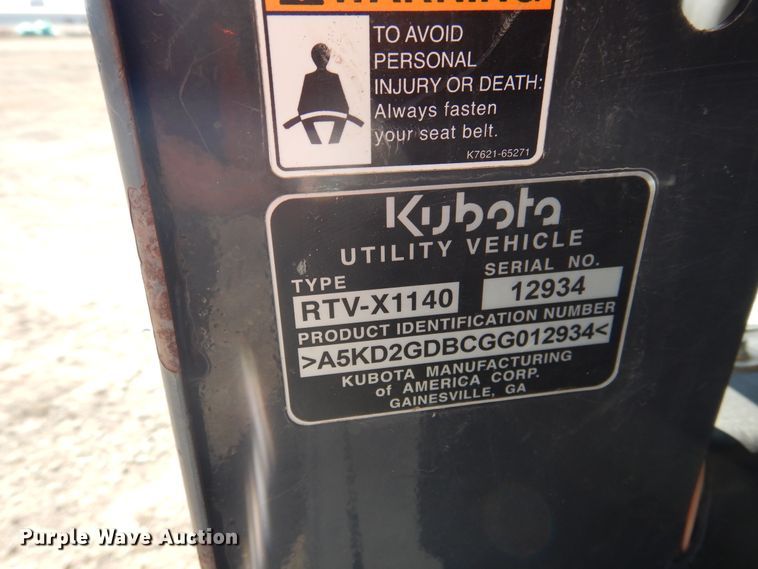 image for item DI3549 2016 Kubota RTV-X1140  utility vehicle