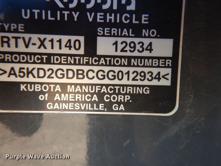 image for item DI3549 2016 Kubota RTV-X1140  utility vehicle