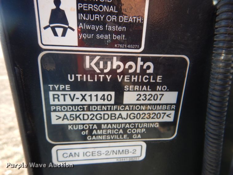 image for item DI3551 2018 Kubota RTV-X1140  utility vehicle