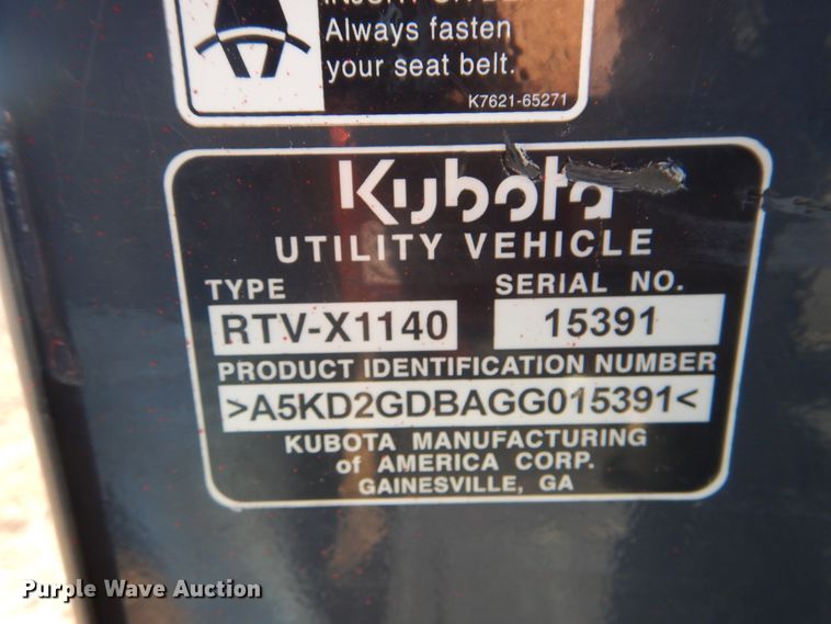 image for item DI3552 2016 Kubota RTV-X1140  utility vehicle