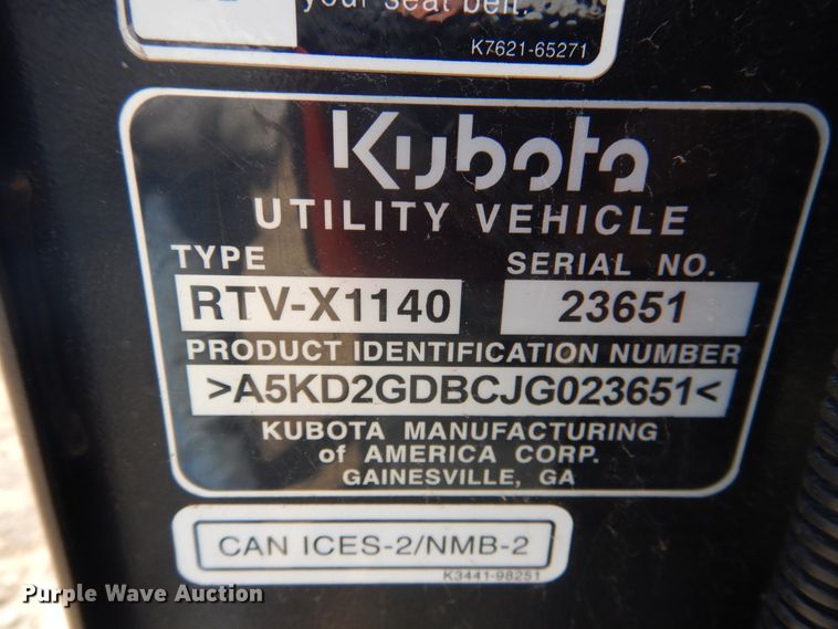 image for item DI3553 2018 Kubota RTV-X1140  utility vehicle