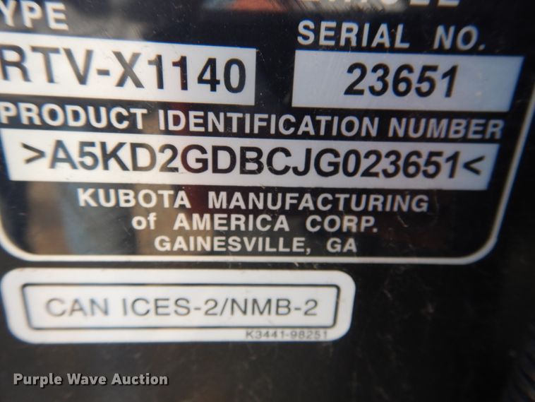 image for item DI3553 2018 Kubota RTV-X1140  utility vehicle