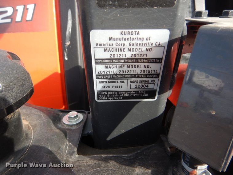 image for item DI3584 2019 Kubota ZD1211R  ZTR lawn mower