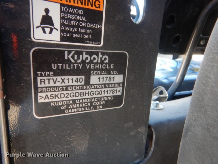 image for item DJ2053 2016 Kubota RTV-X1140  utility vehicle