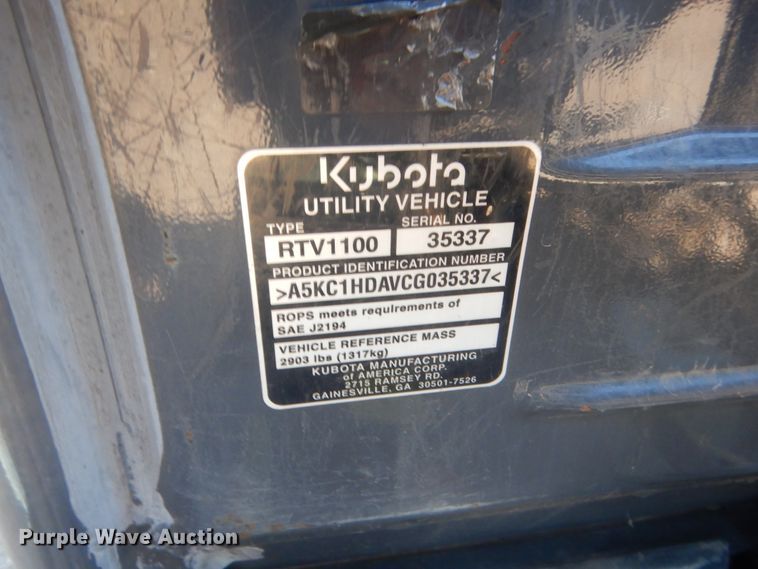 image for item DJ2054 2012 Kubota RTV-1100  utility vehicle