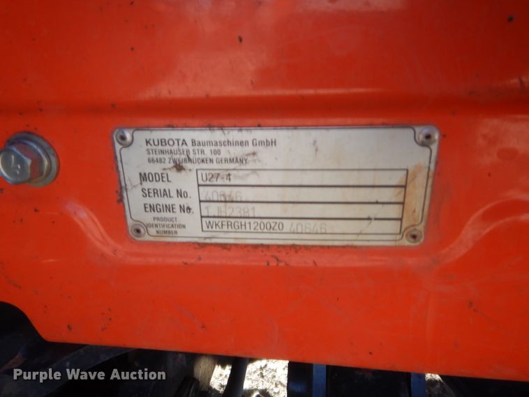 image for item DJ2059 2019 Kubota U27-4  mini excavator