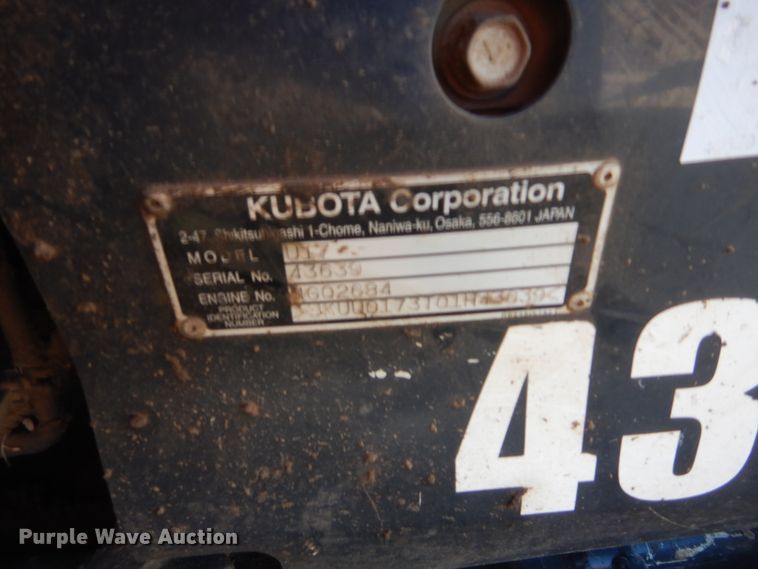 image for item DJ2060 2018 Kubota U17  mini excavator