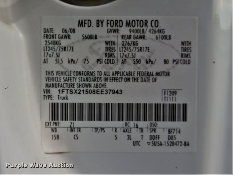 image for item DI3833 2008 Ford F250 Super Duty XL  SuperCab pickup truck