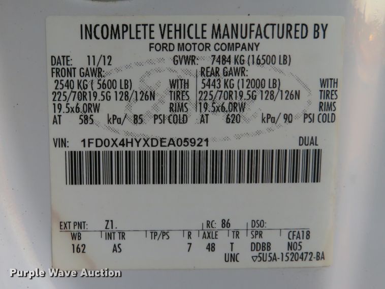 image for item DI3850 2013 Ford F450 Super Duty XL  utility truck with crane