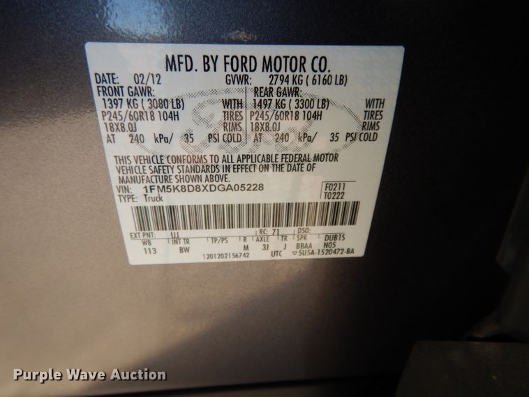image for item DI8079 2013 Ford Explorer XLT  SUV
