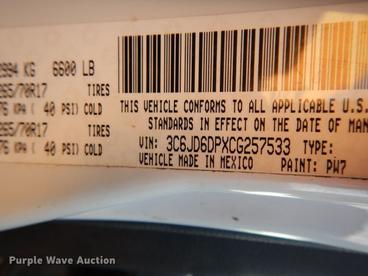 image for item DJ6706 2012 Dodge Ram 1500  pickup truck