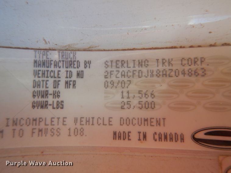 image for item DG8383 2008 Sterling Acterra  winch truck