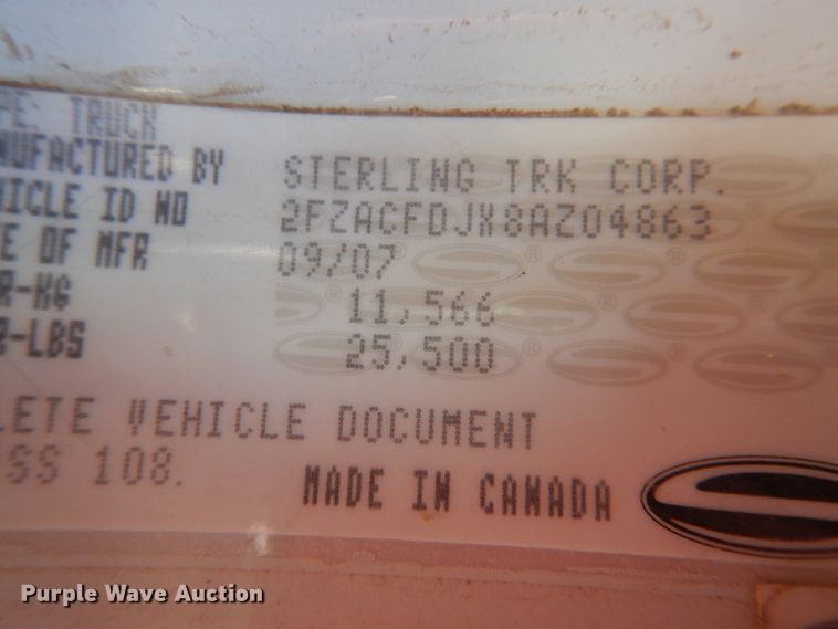 image for item DG8383 2008 Sterling Acterra  winch truck