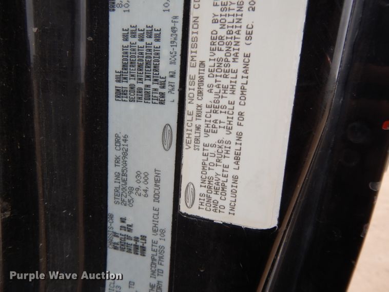 image for item DI8010 1999 Sterling Acterra  roll-off container truck