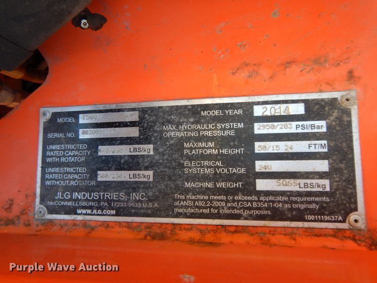 image for item DI8097 2014 JLG T500J  boom lift