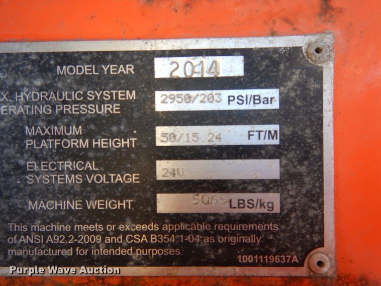 image for item DI8097 2014 JLG T500J  boom lift