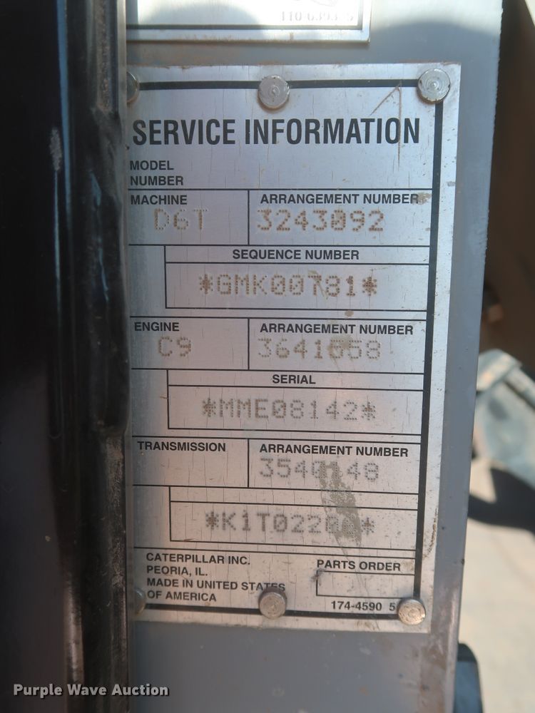 image for item DJ2295 2012 Caterpillar D6T XL  dozer