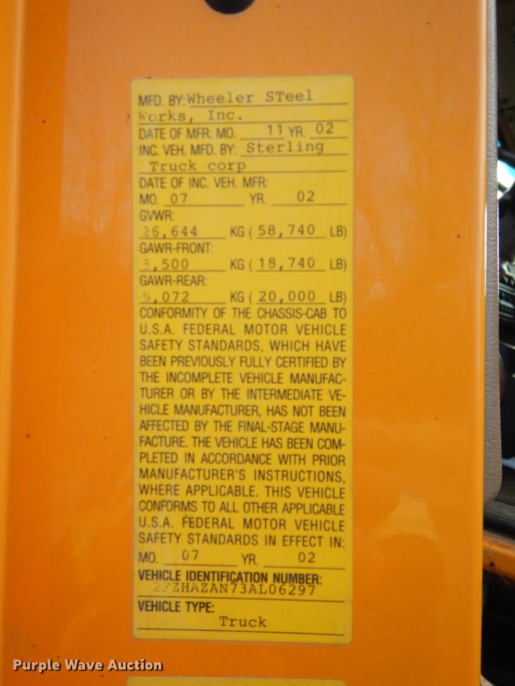 image for item DJ5793 2003 Sterling LT9500  dump truck