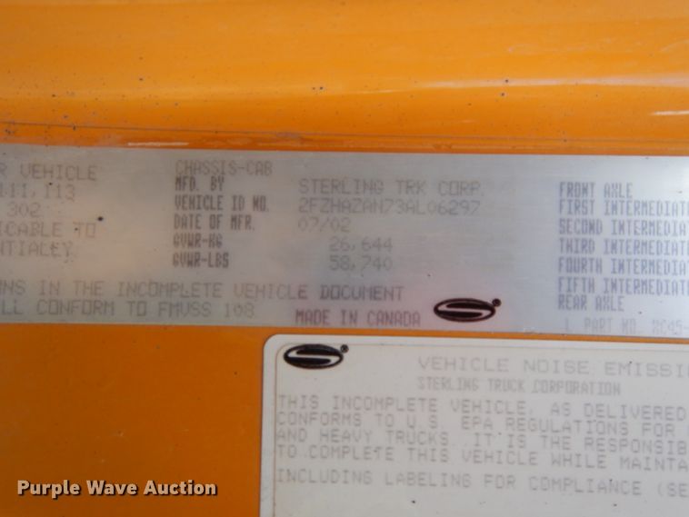 image for item DJ5793 2003 Sterling LT9500  dump truck