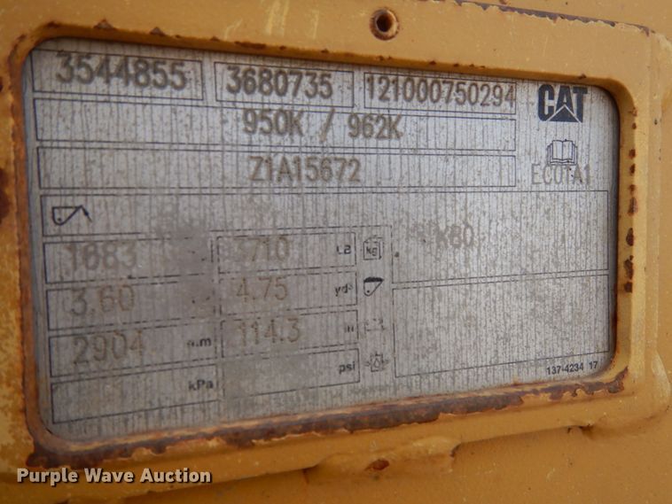 image for item DJ5816 2013 Caterpillar 950K  wheel loader