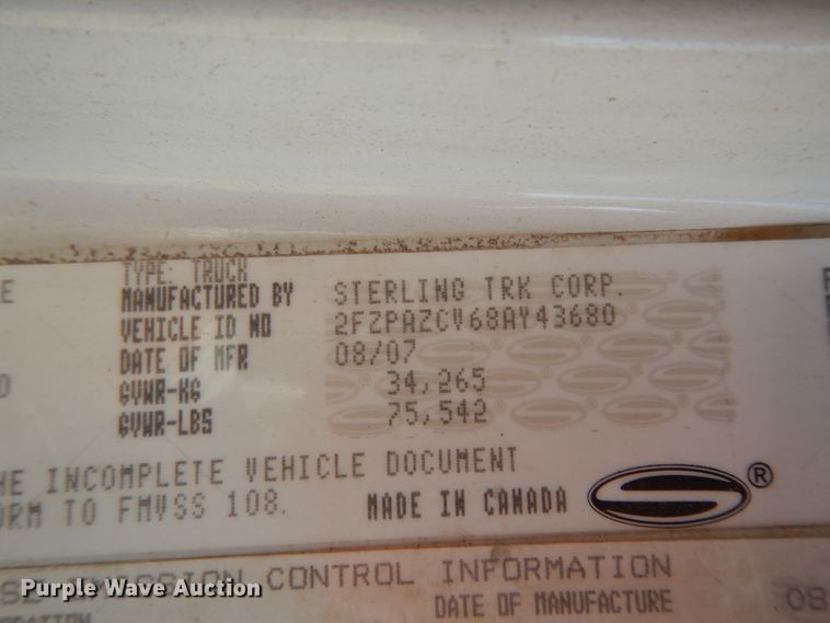 image for item DJ6729 2008 Sterling L-Line  crane truck