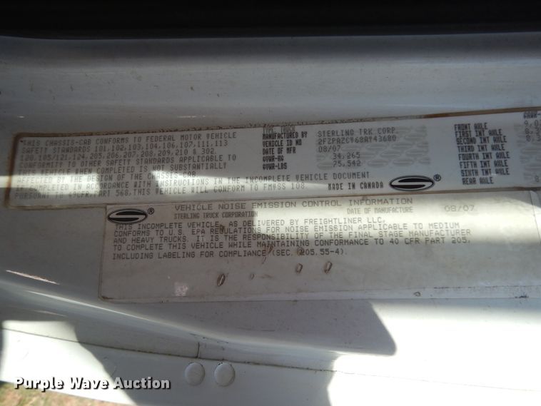 image for item DJ6729 2008 Sterling L-Line  crane truck