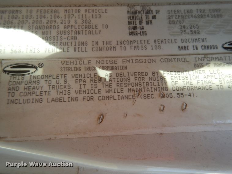 image for item DJ6729 2008 Sterling L-Line  crane truck