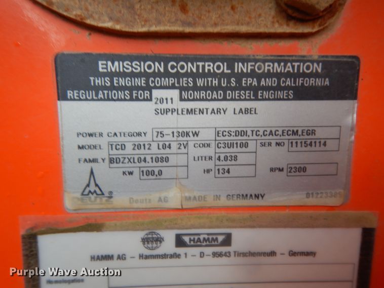 image for item DJ8001 2012 Hamm 3412P  vibratory single drum roller compactor