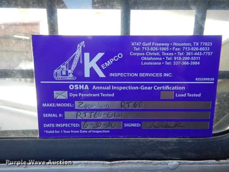 image for item DJ8514 2014 Zoomlion RT60  crane