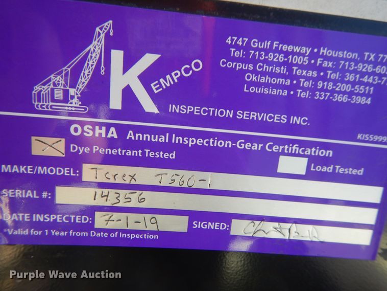 image for item DJ8515 2007 Terex T560-1  crane