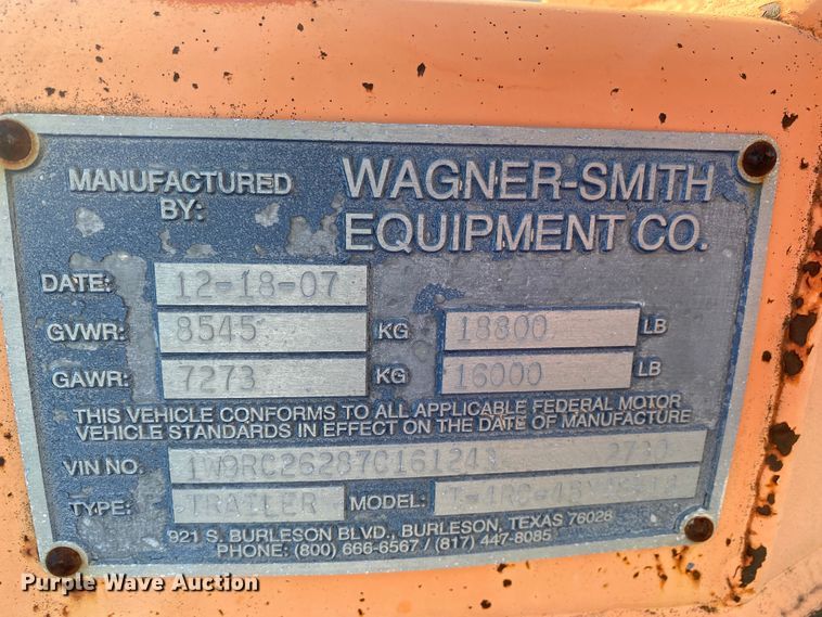 image for item EL9578 2007 Wagner Smith T-4RC-48X48-26 reel trailer