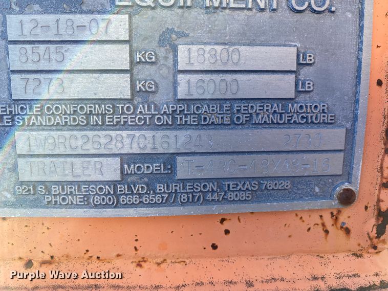 image for item EL9578 2007 Wagner Smith T-4RC-48X48-26 reel trailer