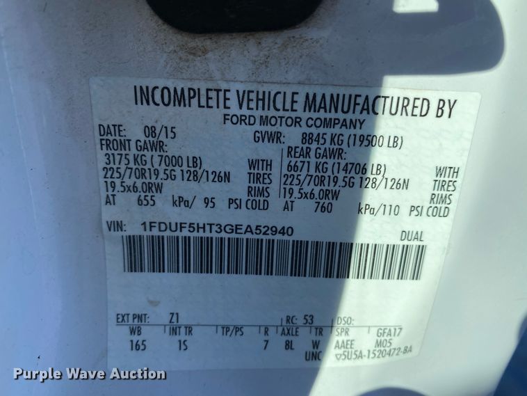 image for item EL9580 2016 Ford F550 Super Duty  bucket truck