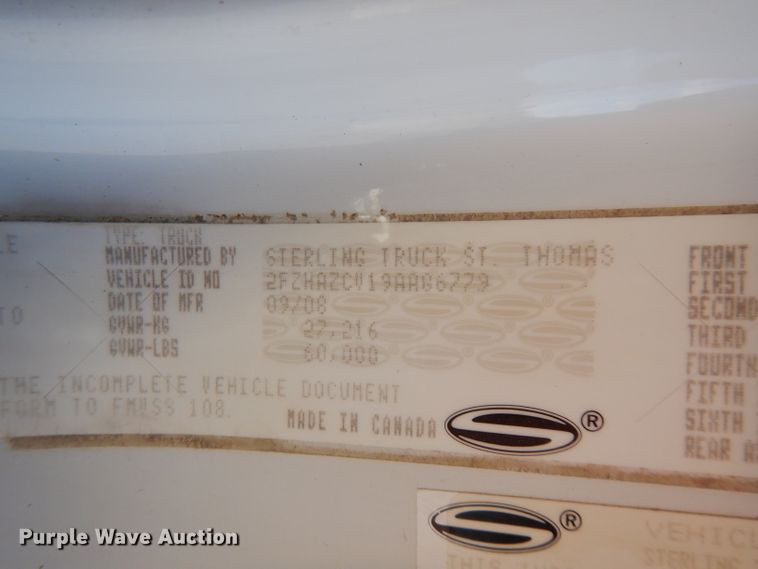 image for item FW9879 2009 Sterling L-Line  crane truck