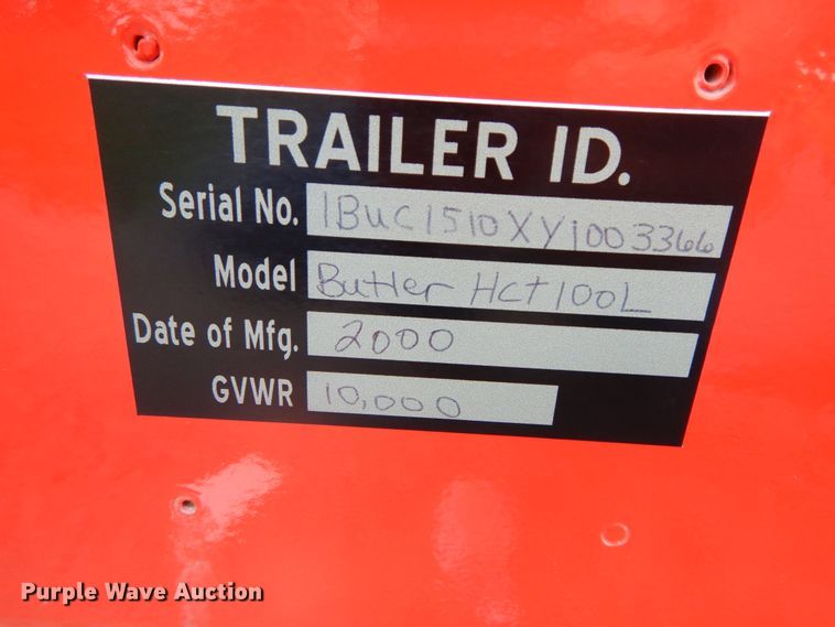 image for item HM9745 2000 Butler HCT100L reel trailer