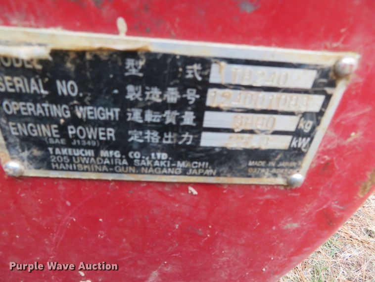 image for item DH0594 Takeuchi TB240  mini excavator