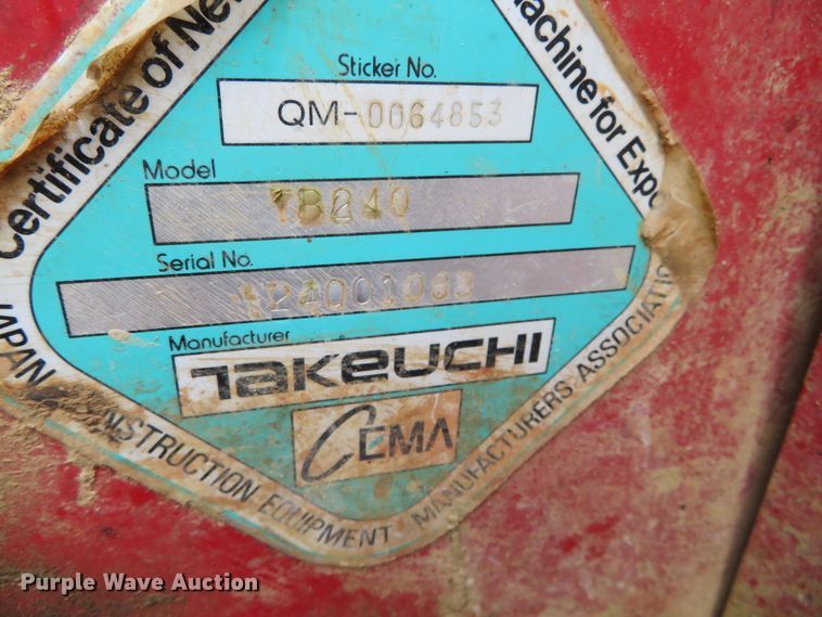 image for item DH0594 Takeuchi TB240  mini excavator