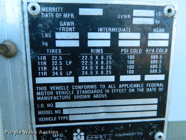 image for item DF4590 2011 Merritt double hopper bottom grain trailer