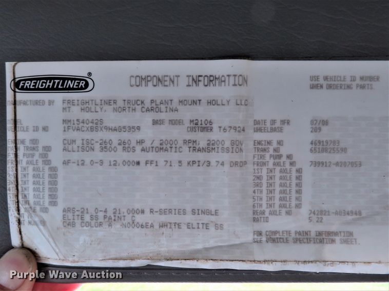 image for item DI3911 2009 Freightliner Business Class M2  utility truck