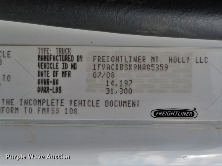 image for item DI3911 2009 Freightliner Business Class M2  utility truck