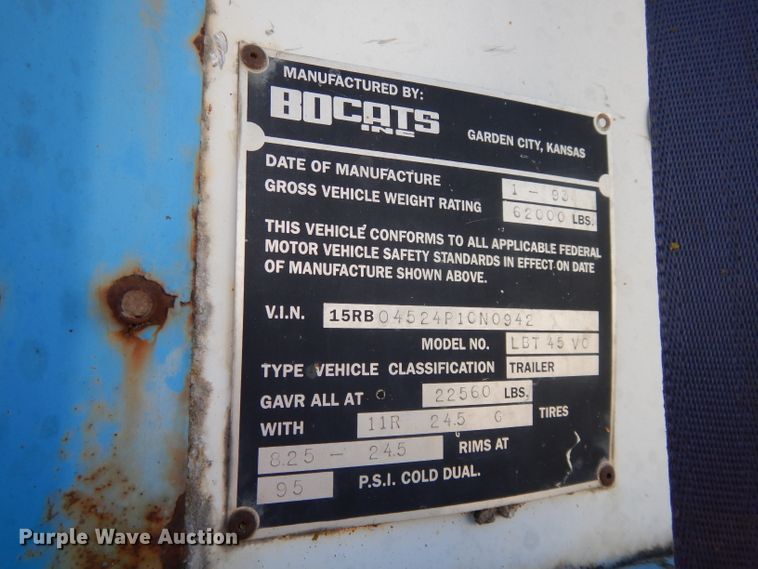 image for item DI8113 1993 Bocats LBT45VO live bottom trailer